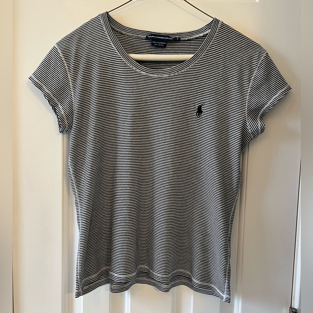 Ralph Lauren Sport Striped Black and White Tee